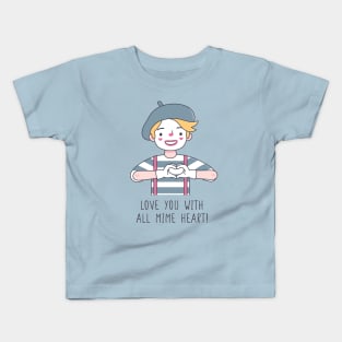 Cute Love You With All Mime Heart Love Pun Kids T-Shirt